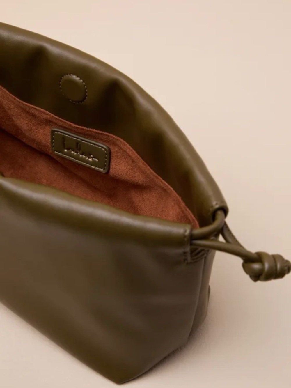 Lulu’s Olive Drawstring Pouch Shoulder Bag with Chain Strap - Picture 8 of 8